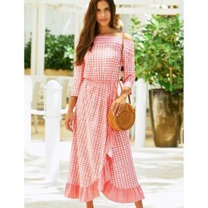 CABANA LIFE Nantucket Off Shoulder Ruffle Maxi Dress UPF 50